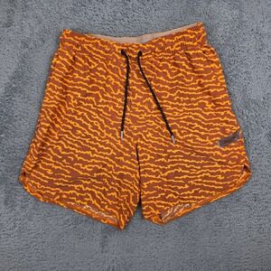 Legends Luka Shorts Mens Small Orange Brown Tiger Stripe 7" Unlined Performance